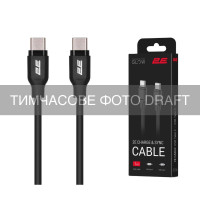 2E Кабель USB-C > USB-C заряджання/синхронізації 2E 2м, 60Вт Type-C, Glow, чорний (2E-CCCC2-BL)