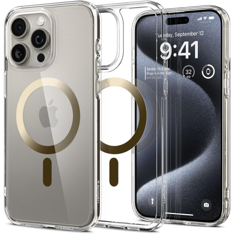 Spigen Чехол для Apple iPhone 15 Pro Ultra Hybrid MagFit, Gold (ACS06718)