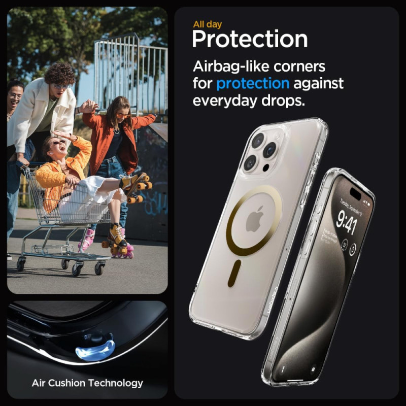 Spigen Чехол для Apple iPhone 15 Pro Ultra Hybrid MagFit, Gold (ACS06718)