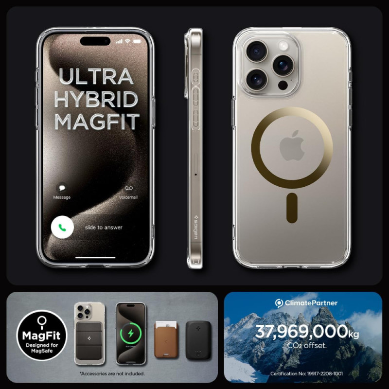 Spigen Чехол для Apple iPhone 15 Pro Ultra Hybrid MagFit, Gold (ACS06718)