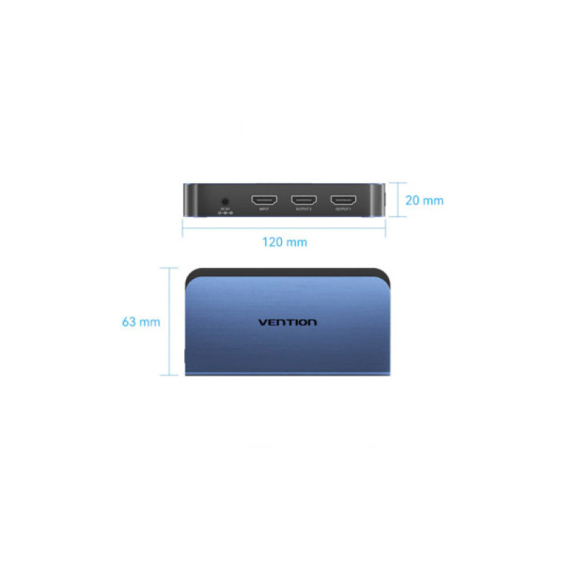 Сплиттер Vention HDMI 2.0 UHD 4K 60Hz 3D, HDCP 1in x 2out ports (AKEL0-EU)