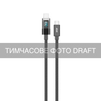 2E Кабель 2E USB-C > USB-C заряджання/синхронізації 100Вт PD, 1м, Digital Display, чорний (2E-CC100-BL)
