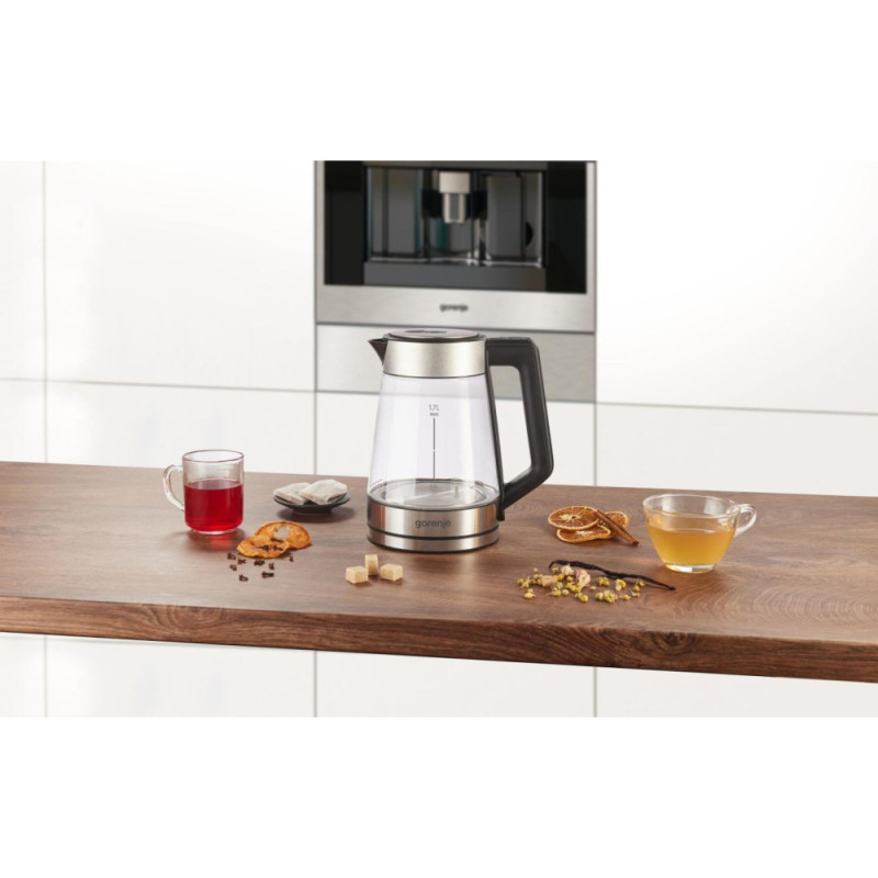 Gorenje Electric kettle, 1.7L, glass + metal, inox (K17TRG)