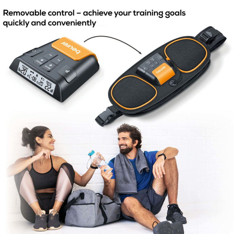 Beurer muscle stimulation abdominal and back muscle belt, АААх3, 0.35kg, belt, 5 training programmes, black (EM_39)