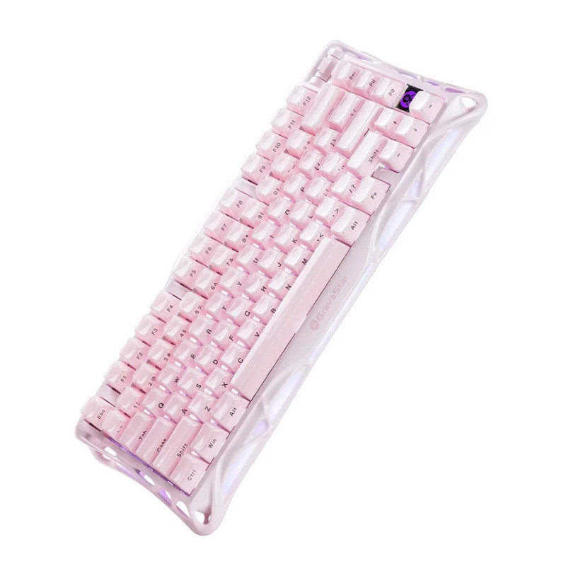 GravaStar Клавіатура механічна Mercury K1 80keys, GravaStar x Kailh Cheery Pink, EN/UKR, BT/WL/USB, Sakura Pink (GS_K1_P_PNK)
