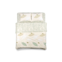 ARDESTO Bedding set 1.5 Gloria, sateen, duvet cover160x220cm, sheet 160x220cm, pillowcases (2) 50x70cm, 100% cotton, leaves green (ART1622GY)