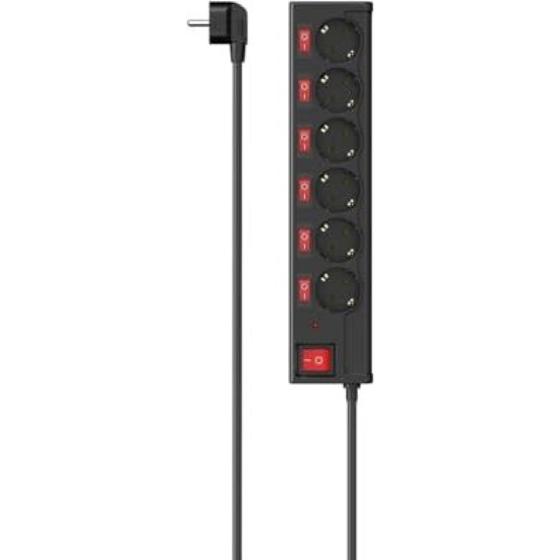 HAMA Protector-extender surge 6хТип F, 3х1.5мм2, 16А, 1,4м, black (00223158)