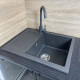 Adamant Minimal, artificial stone, rectang., with drainboard, 615х495х200mm, bowl - 1, over-mounted, graphite + mixer (1824296912313)