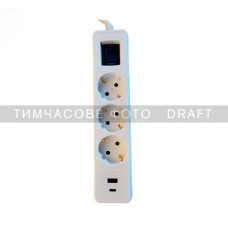 2E Подовжувач-фільтр мережевий 3xТип F, 3x1.5мм кв, 16A, 1xUSB-A, 1xUSB-C, з захистом від перенапруги, 3м, білий (2E-SP315M3USBWH)