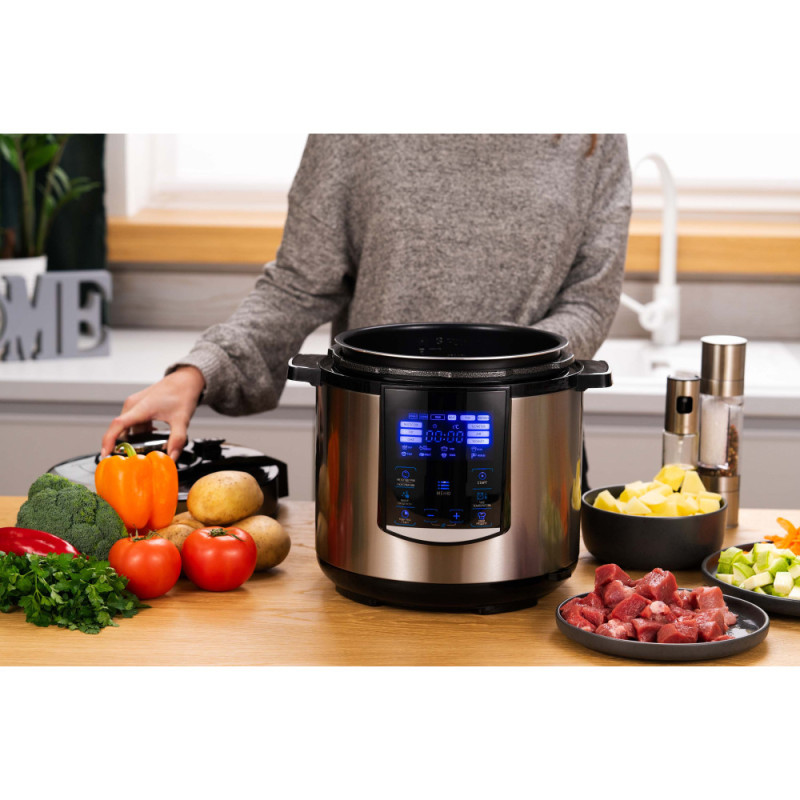 ARDESTO Multicooker-pressure cooker MPC-P226, 900W, bowl-6L, electronic control, recipes book, inox+plastic, silver