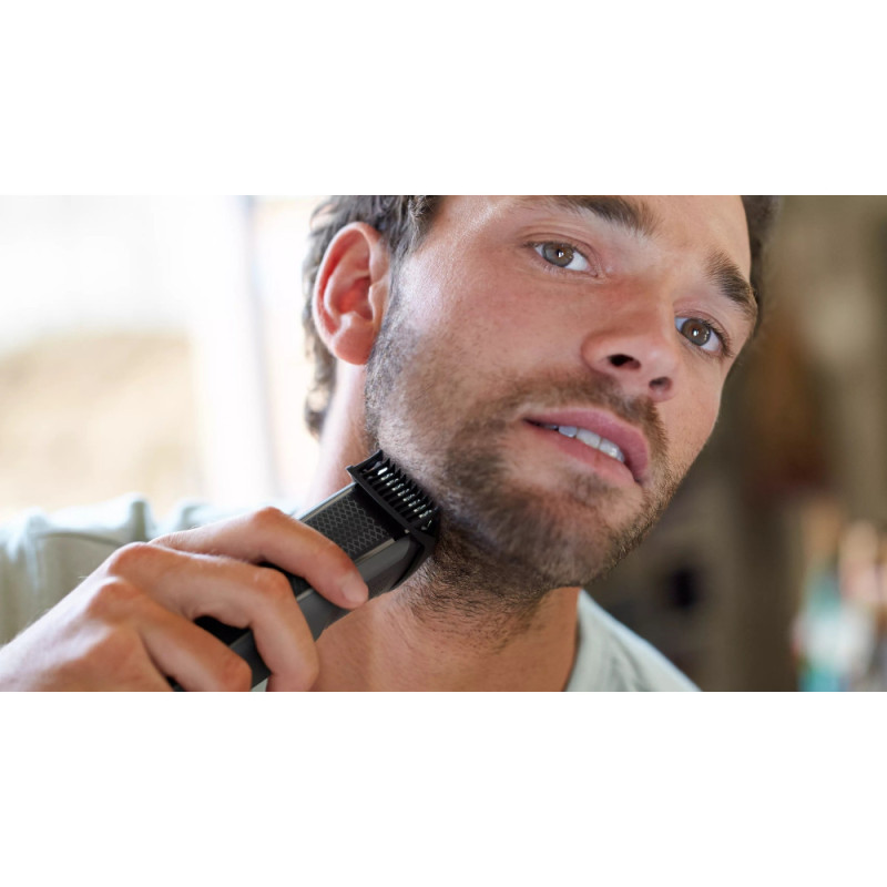 Philips Триммер Beardtrimmer series 5000 для бороды и усов, сеть+акум., насадок-2, чехол, сталь, черный (BT5515/70)