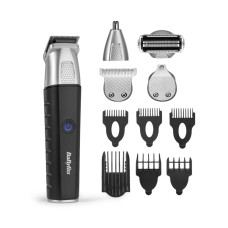 BaByliss Haircut kit Babyliss Lithium Power for beard, mustache, head, nose and body, battery, vibration motor, nozzles-10, steel, black (MT812E)