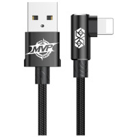 Дата кабель USB 2.0 AM to Lightning 2.0m 1.5A 90° corner black Baseus (CALMVP-A01)