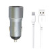 Зарядное устройство XO TZ09 2.4A/2 USB + cable lightning Grey (XO-TZ09L-GR)