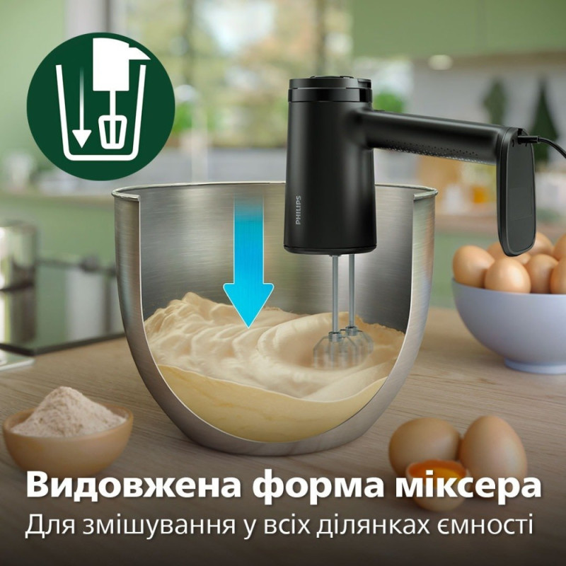 Philips hand mixer 5000 series 500W, nozzles-4 beaters, turbo mode, black (HR3781/00)