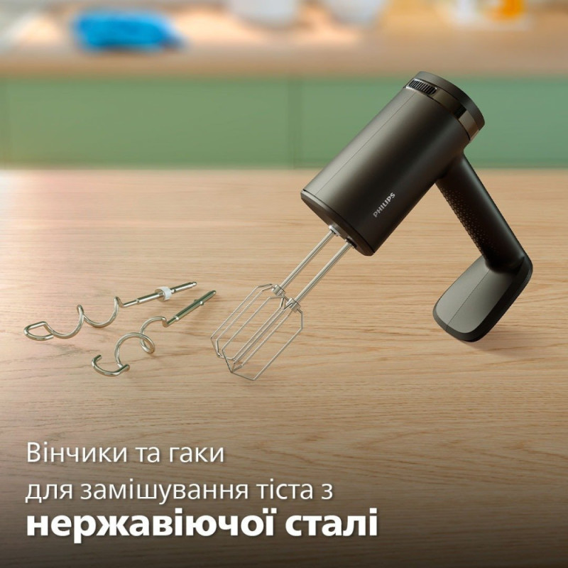 Philips hand mixer 5000 series 500W, nozzles-4 beaters, turbo mode, black (HR3781/00)