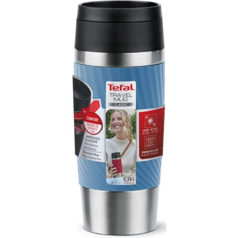 Tefal Thermal cup Travel Mug Classic Twist, 360ml, stainless steel, blue (N2024510)