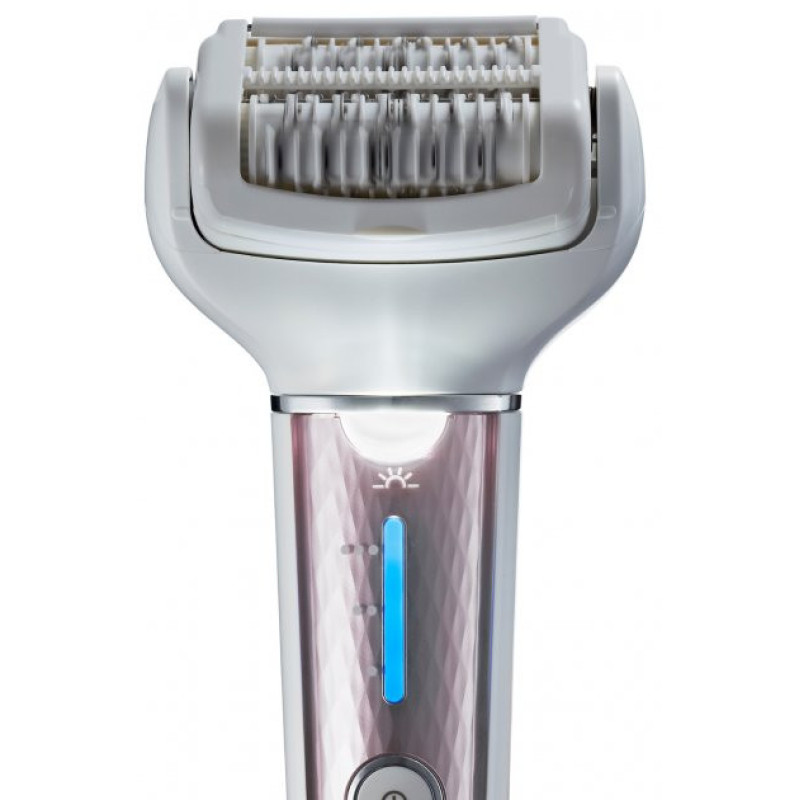 Panasonic Epilator, rechargeable, tweezers.-60, dry+wet, nozzles-4, case, white - purple (ES-EL7A-S520)