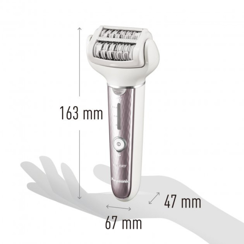 Panasonic Epilator, rechargeable, tweezers.-60, dry+wet, nozzles-4, case, white - purple (ES-EL7A-S520)