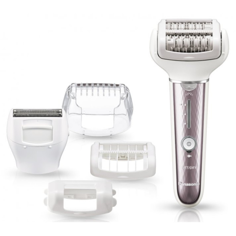 Panasonic Epilator, rechargeable, tweezers.-60, dry+wet, nozzles-4, case, white - purple (ES-EL7A-S520)