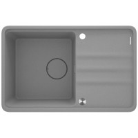 Deante Мойка кухонная Momi, гранит, прямоуг., с крылом, 780х500х230мм, чаша - 1, врезная, серый + кухонная доска (ZKM_S113)