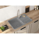Deante Kitchen Sink granite, rectang., with drainboard, 780х500х230mm, bowl - 1, over-mounted, grey + kitchen board (ZKM_S113)