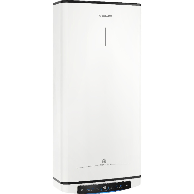 Ariston Electric water heater. flat slim VELIS PRO DRY WIFI 100 EU, 100l, 2*1,5kW, dry ten, un. installation, electric control, B, Italy, White (3100910)