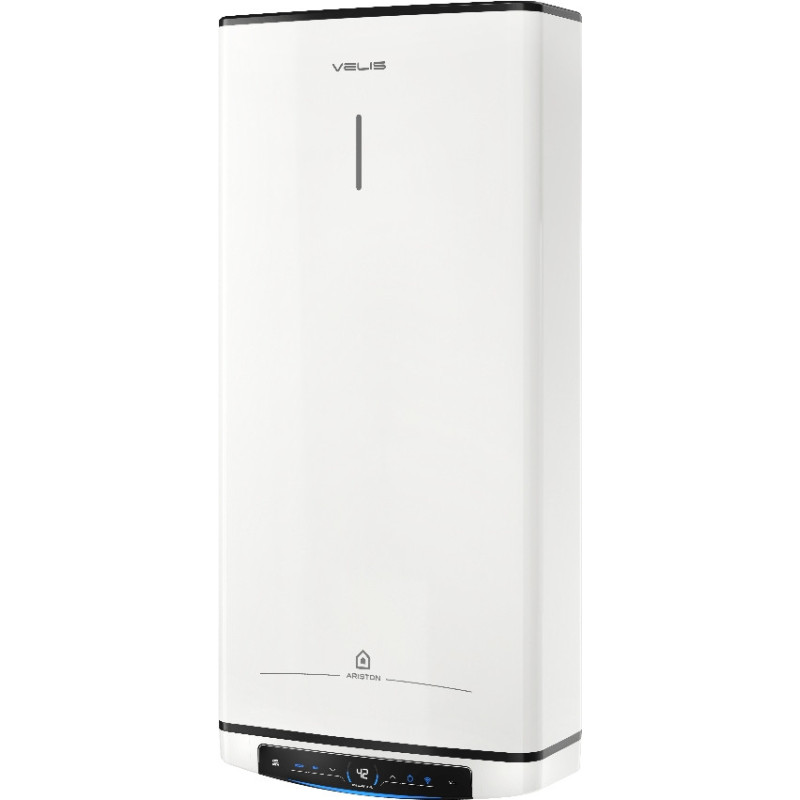 Ariston Electric water heater. flat slim VELIS PRO DRY WIFI 100 EU, 100l, 2*1,5kW, dry ten, un. installation, electric control, B, Italy, White (3100910)