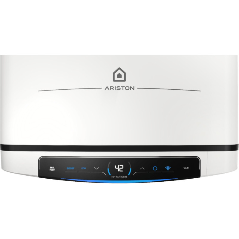 Ariston Electric water heater. flat slim VELIS PRO DRY WIFI 100 EU, 100l, 2*1,5kW, dry ten, un. installation, electric control, B, Italy, White (3100910)