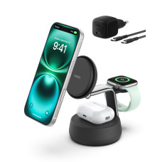 Belkin Зарядний пристрій бездротовий Belkin UltraCharge Pro 3-in-1 Magnetic Charging Dock 25Вт, Charcoal (WIZ040KQCH)