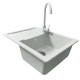 Adamant Kitchen sink Anila, artificial stone, rectang., with drainboard, 645х495х200mm, bowl - 1, over-mounted, Old stone (100001393)