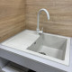 Adamant Kitchen sink Anila, artificial stone, rectang., with drainboard, 645х495х200mm, bowl - 1, over-mounted, Old stone (100001393)