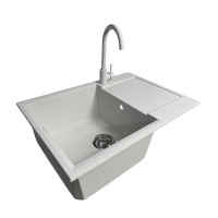 Adamant Набір кухонний Horizon Medium, штучний камінь, прямокут., з крилом, 700х500х230мм, чаша - 1, врізна, Old stone + змішувач (4824296104410)