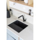 Deante Kitchen Sink granite, square, no drainboard, 500х440х230mm, bowl - 1, over(under)-mounted, black matt + kitchen board (ZKM_N10A)