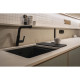 Deante Kitchen Sink granite, square, no drainboard, 500х440х230mm, bowl - 1, over(under)-mounted, black matt + kitchen board (ZKM_N10A)