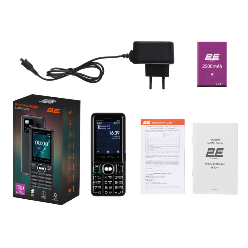 2E Мобільний телефон E240 2023 2.4" 2SIM, 2500mAh, Чорний (688130251068)