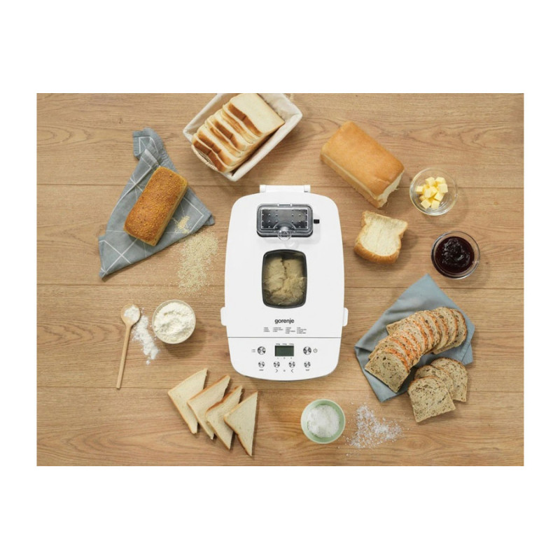 Gorenje bread maker 750W, programs-14, max weight -1,350kg, form-rectangle, plastic, white (BM1350W)