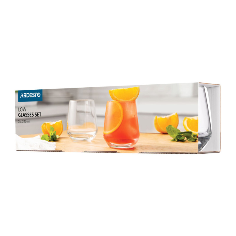 ARDESTO Low Glass set Gloria Shine, 345ml, 3pcs, glass, transparent (AR2634GS)