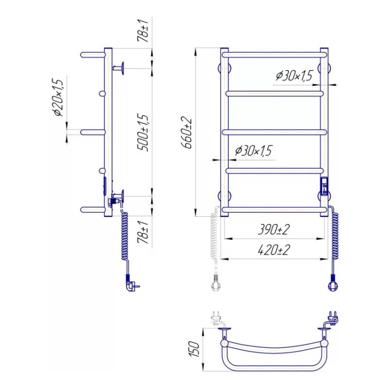 Mario Towel Dryer Lux НР-І 650х430-150 electric TR К (2.3.0313.10.P)