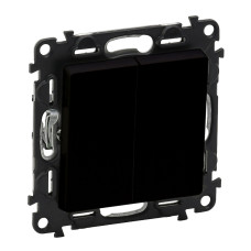 Legrand 2-button switch Valena Life, 10AX, 250V, automatic terminals, matte black (756308)