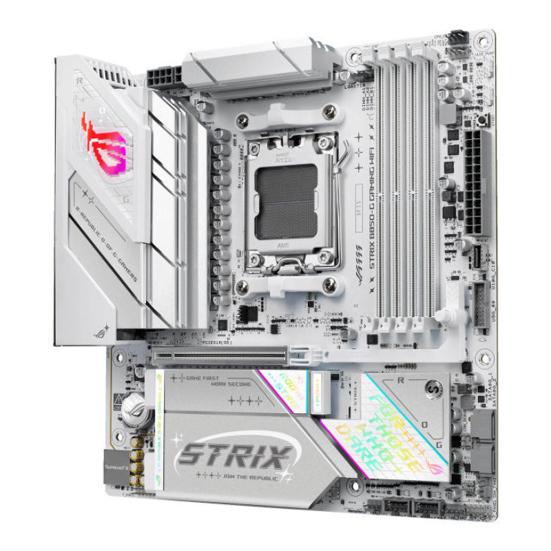 ASUS Материнcкая плата ROG STRIX B850-G GAMING WIFI sAM5 B850 4xDDR5 M.2 HDMI DP WiFi BT mATX белый (90MB1M30-M0EAY0)
