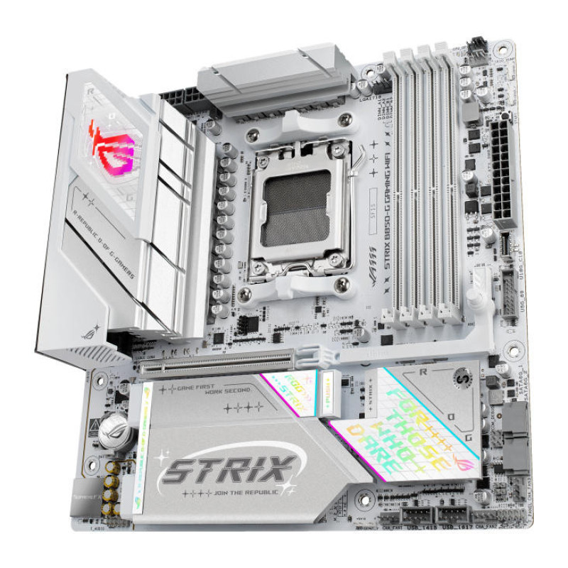 ASUS Материнcкая плата ROG STRIX B850-G GAMING WIFI sAM5 B850 4xDDR5 M.2 HDMI DP WiFi BT mATX белый (90MB1M30-M0EAY0)
