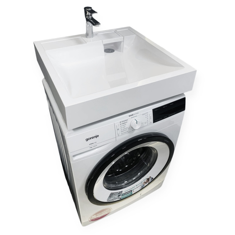 Adamant Раковина, умивальник WASHER NEW, штучний камінь, прямокут., з отвором для змішувача, без переливу, 595х595х115мм, накладний, білий (4824296202901)