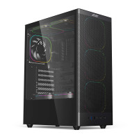 2E Gaming 2E GAMING PC case Iconic V8210B without PSU, 1xUSB3.0, 1х USB 2.0, 1xUSB Type-C, 4x120mm ARGB, VGA 325mm, LCS ready, controller with remote, TG Side Panel, ATX, black (2E-V8210B)