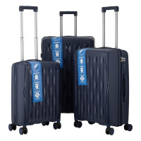 2E Набор чемоданов 2E, M7979, полипропилен, (L+M+S), молния anti theft, 4 колеса, кодовий замок, тёмно-синий (2E-PP-M7979-SET3-DB)
