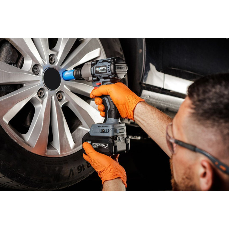 Graphite impact wrench Energy+ 18V brushless 2600 rpm 450 Nm 1/2  3 speeds 1.24 kg without battery and spare part (58G038)