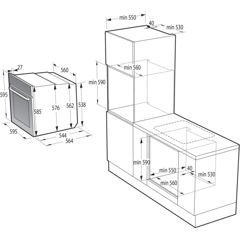 Gorenje Духова шафа електрична, 77л, A+, пара, дисплей, піроліз, чорний (BPS6737E14BG)