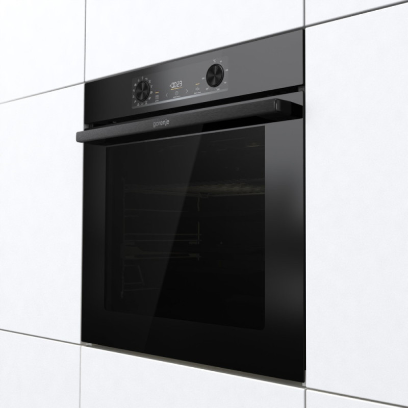 Gorenje Духова шафа електрична, 77л, A+, пара, дисплей, піроліз, чорний (BPS6737E14BG)