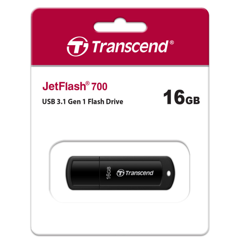 Transcend 16GB USB 3.1 Type-A JetFlash 700 Black (TS16GJF700)