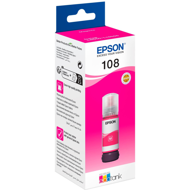 Epson Контейнер c чернилами 108 EcoTank L8050/L18050 magenta (C13T09C34A)